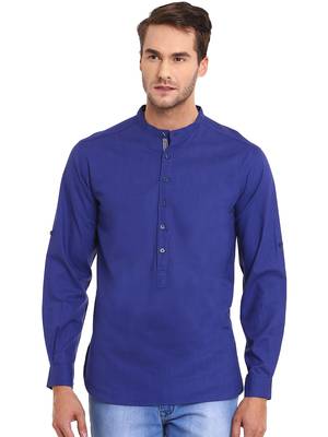 Yellow woven pure cotton men-kurtas 5