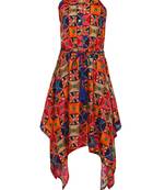 Orange Plain Silk Blend Kids-Tops