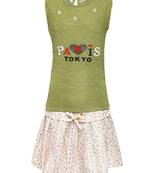 Green Plain Nylon Kids-Tops