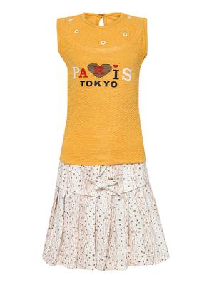 Yellow Plain Nylon Kids-Tops 1