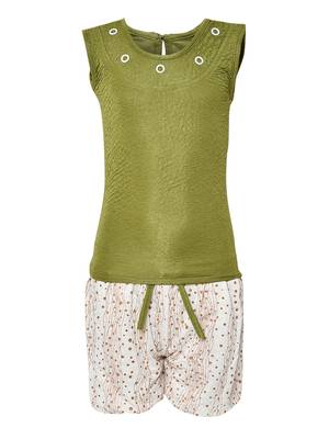 Green Plain Nylon Kids-Tops 1