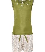 Green Plain Nylon Kids-Tops