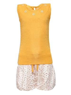 Yellow Plain Nylon Kids-Tops 1
