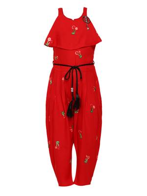 Red Plain Cotton Kids-Tops 1