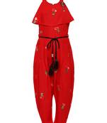 Red Plain Cotton Kids-Tops