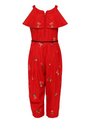 Red Plain Cotton Kids-Tops 2