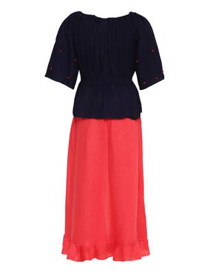 Blue Plain Cotton Kids-Tops 2