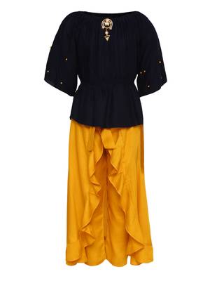 Black Plain Cotton Kids-Tops 1
