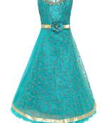 Green Plain Net Kids-Girl-Gowns