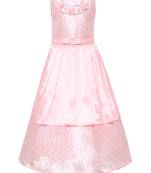 Pink Plain Silk Blend Kids-Girl-Gowns