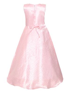 Pink Plain Silk Blend Kids-Girl-Gowns 2