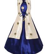 Blue Plain Satin Kids Girl Gowns