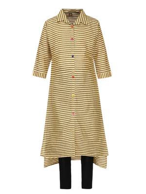 Yellow Plain Cotton Kids-Tops 1