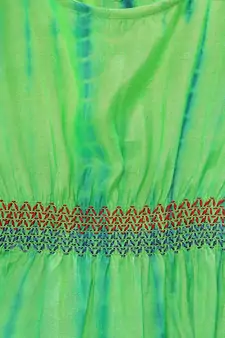 Green printed georgette kids-tops