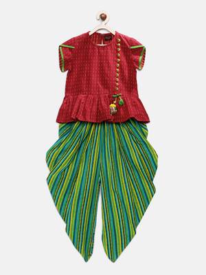 Red printed cotton kids-tops 1