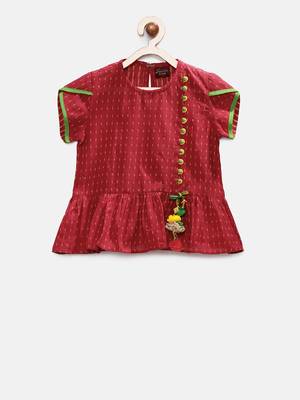 Red printed cotton kids-tops 2