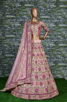 peach wedding bridal heavy lehenga set choli with dupatta with dupatta