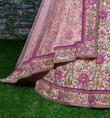 peach wedding bridal heavy lehenga set choli with dupatta with dupatta 5