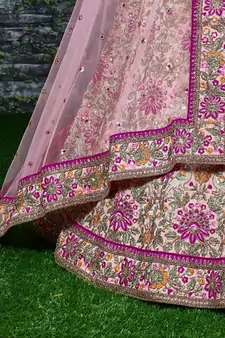 peach wedding bridal heavy lehenga set choli with dupatta with dupatta