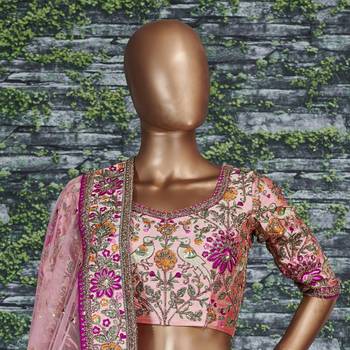peach wedding bridal heavy lehenga set choli with dupatta with dupatta 6