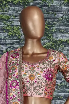 peach wedding bridal heavy lehenga set choli with dupatta with dupatta