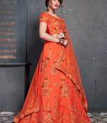 Orange Zari Embroidered Wedding Designer Bridesmaid Lehenga Choli With Dupatta