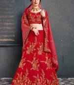 Gorgeous Red Embroidered Wedding Designer Bridesmaid Lehenga Choli With Dupatta