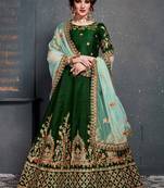 Gleaming Green Colored Taffeta Silk Wedding Designer Bridesmaid Lehenga Choli With Dupatta