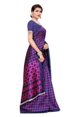 Purple printed art silk saree with blouse 3