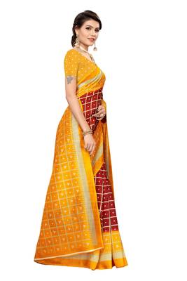 Maroon printed art silk saree with blouse 3