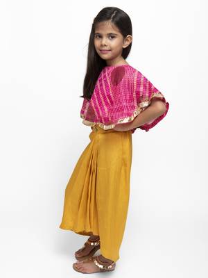 Yellow Plain Silk Blend Stitched Kids Lehenga Choli 2