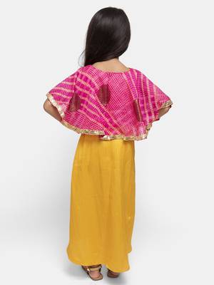Yellow Plain Silk Blend Stitched Kids Lehenga Choli 3