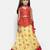 Yellow Embroidered Silk Blend Stitched Kids Lehenga Choli