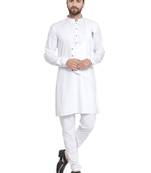 White plain cotton kurta-pajama