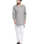 Grey plain cotton kurta-pajama