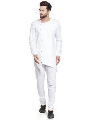 White plain cotton kurta-pajama 1