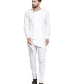 White plain cotton kurta-pajama