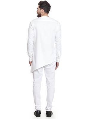 White plain cotton kurta-pajama 3