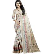 Multicolor woven art silk saree with blouse