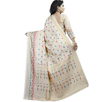 Multicolor woven art silk saree with blouse 2
