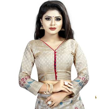 Multicolor woven art silk saree with blouse 3