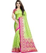 Light green woven tussar silk saree with blouse