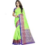 Light green woven tussar silk saree with blouse