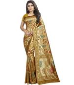 Beige woven art silk saree with blouse