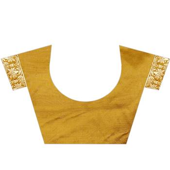 Beige woven art silk saree with blouse 3
