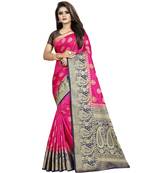 Pink woven art silk saree with blouse