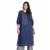 Women's Blue Chanderi Checks Printed Round Neck Straight Kurti
