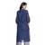 Women's Blue Chanderi Checks Printed Round Neck Straight Kurti