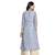 Women's Blue Chanderi Knee Length A-line Kurti