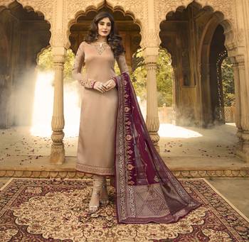 Beige Embroidered Satin Salwar 1